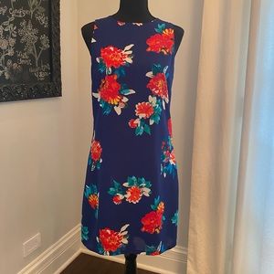 Classic sleeveless floral print dress.